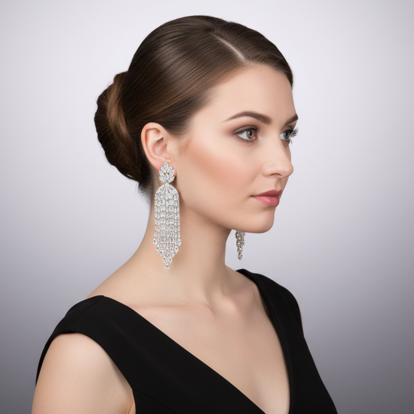 Delicate & Detailed Zirconia Tassel Earrings