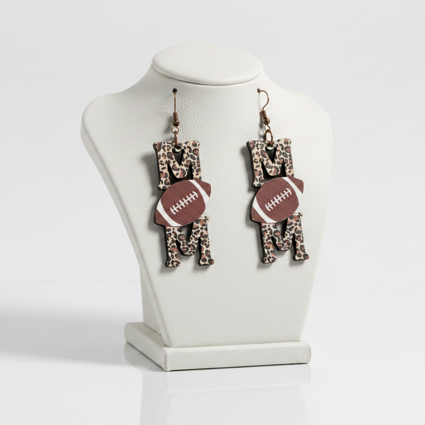 Football Mom Leopard Earrings