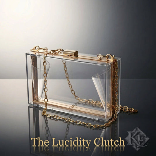 Clear clutch bag with gold chain