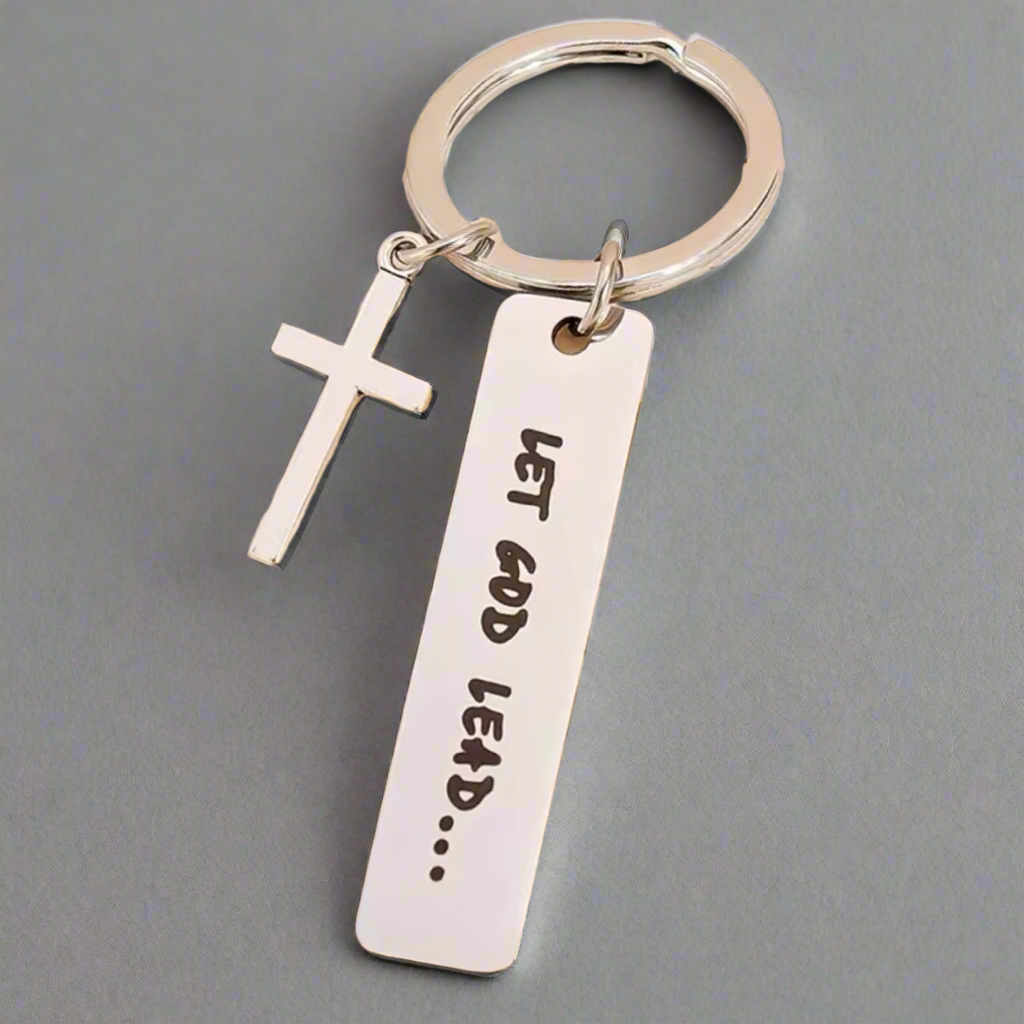 Let God Lead Cross Keychain