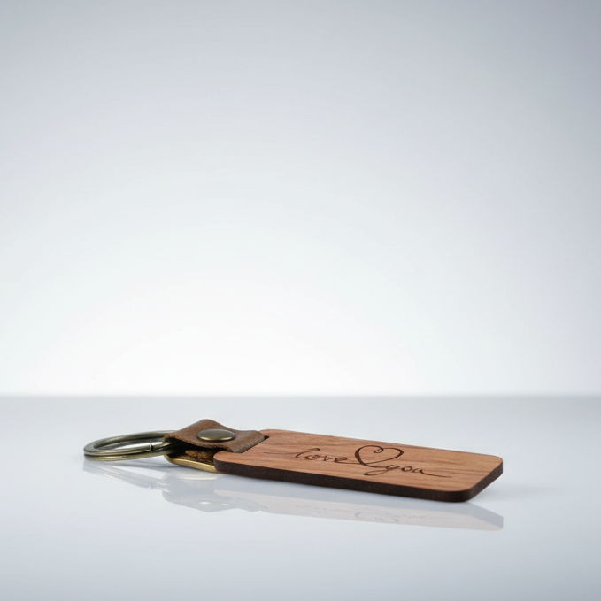 Love You Rosewood Heart Keychain