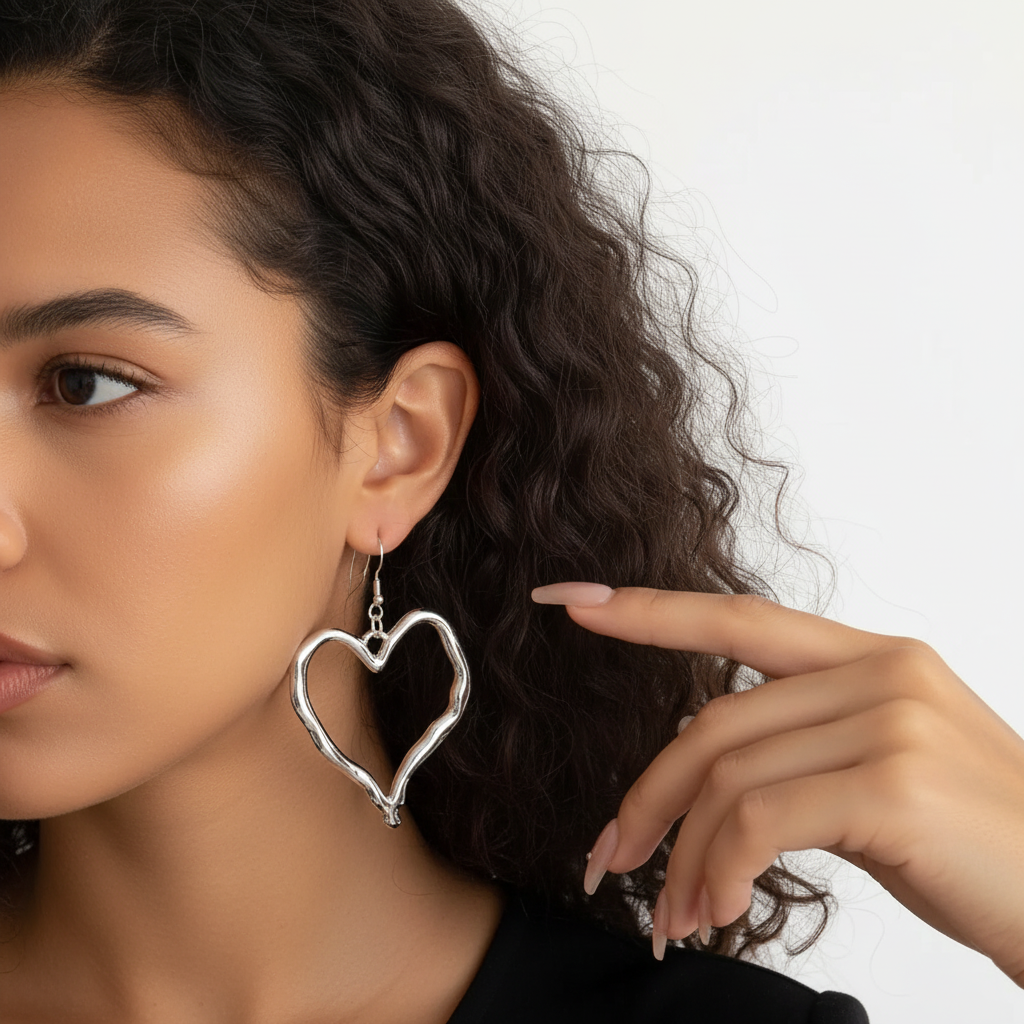 Polished Heart Jewelry Set Silver