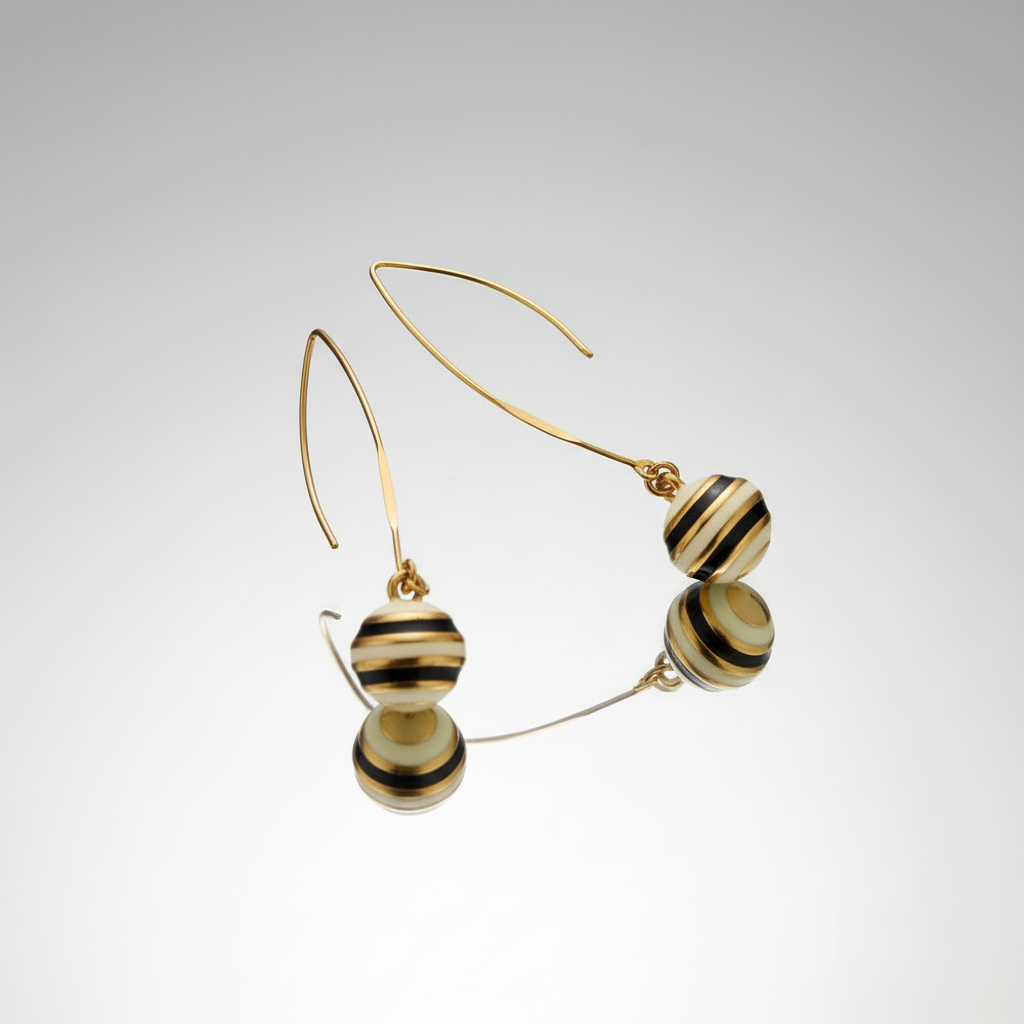 Vanilla Creme Ball Drop Earrings