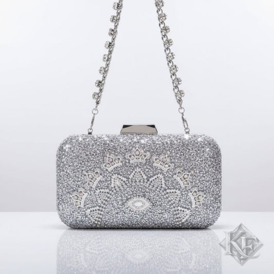 Crowning Floral Rhinestone Clutch