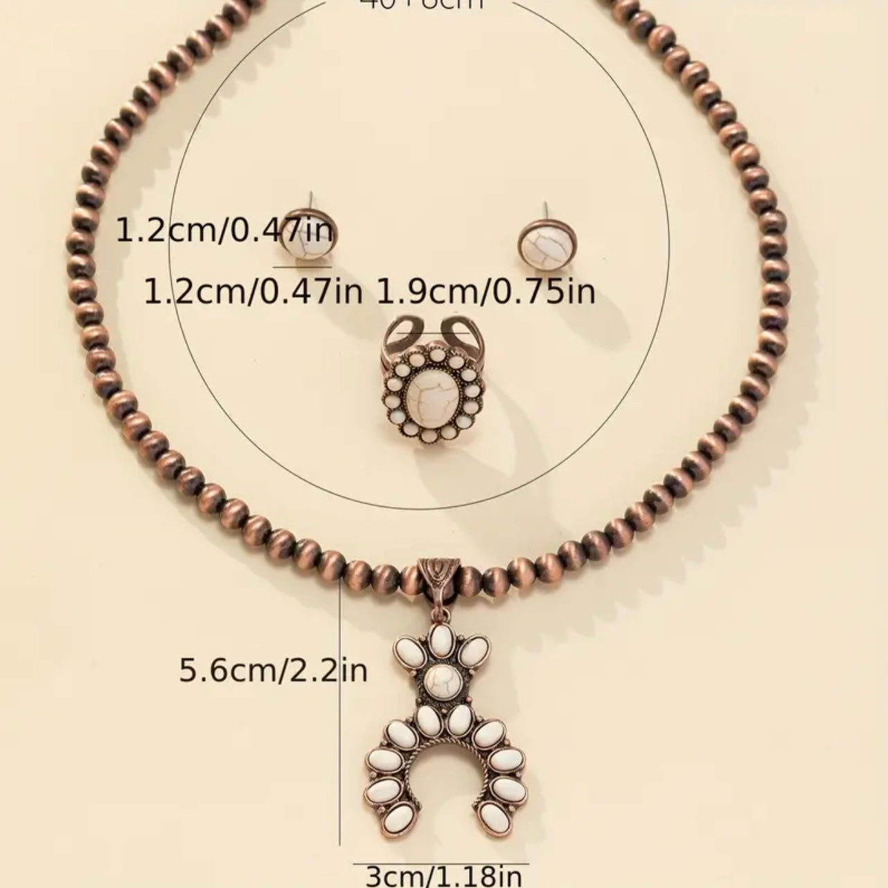 White Bronze Turquoise Petite Squash Blossum Set