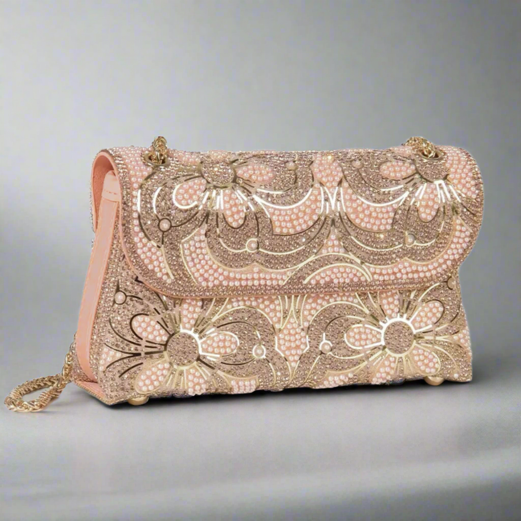 Blush Pearl & Rhinestone Evening Bag