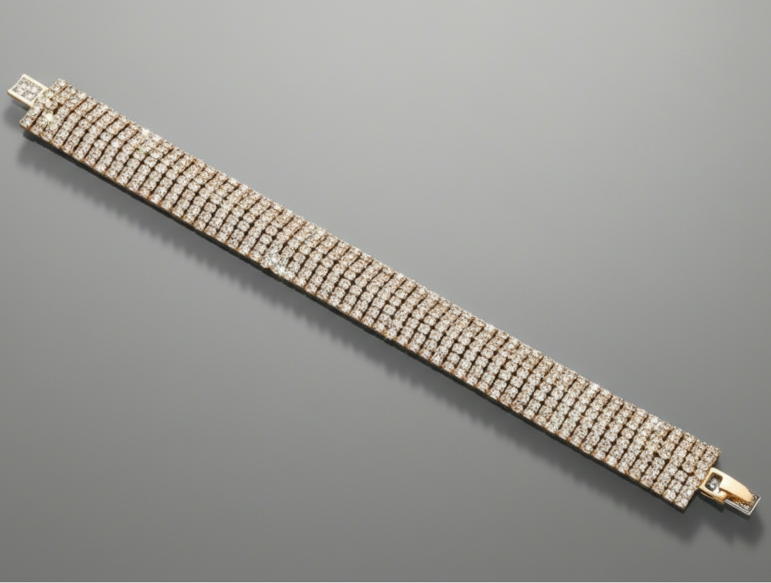 Clear Rhinestone Gold Bracelet