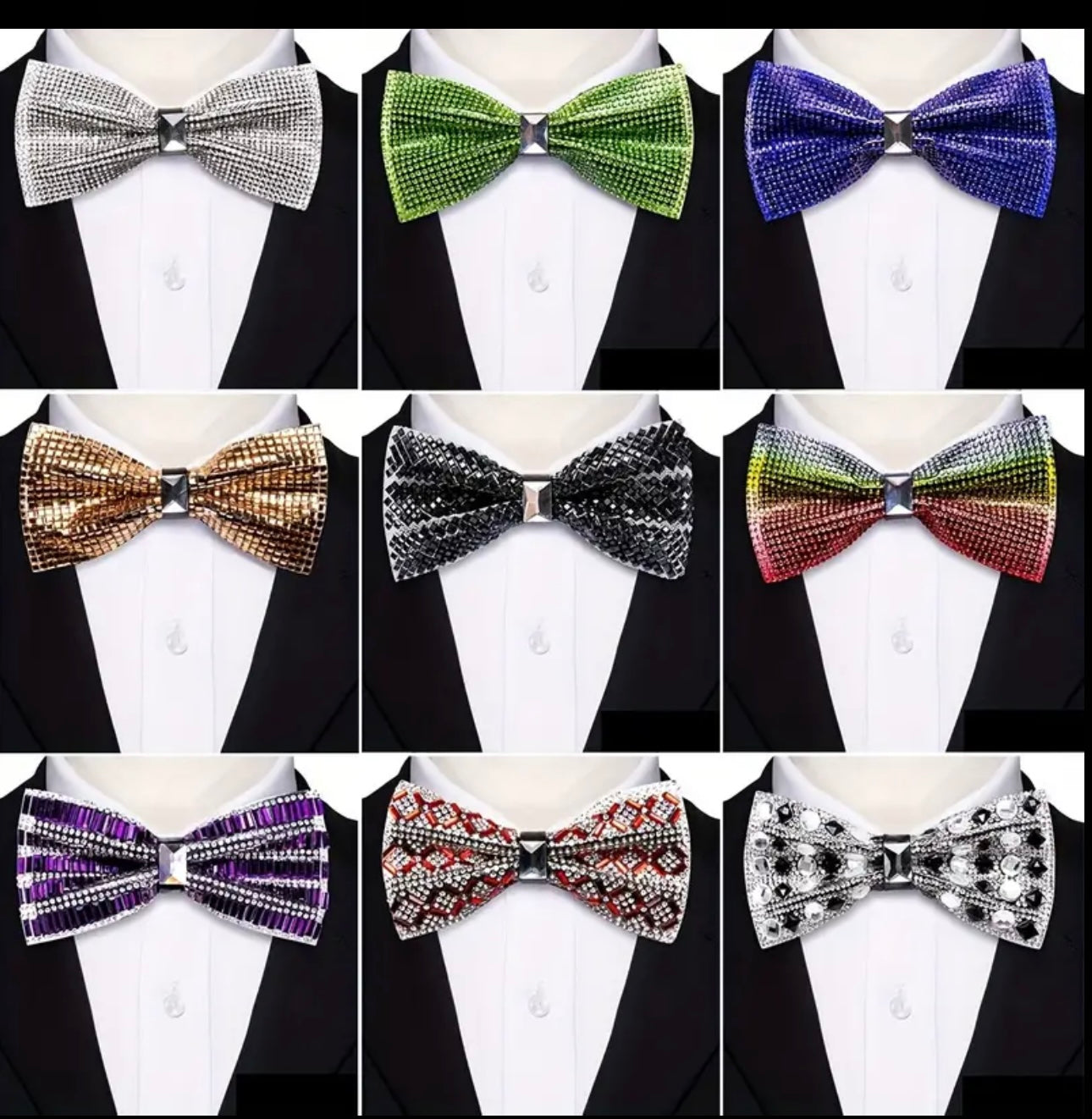 Black Clear Rhinestone Bowtie