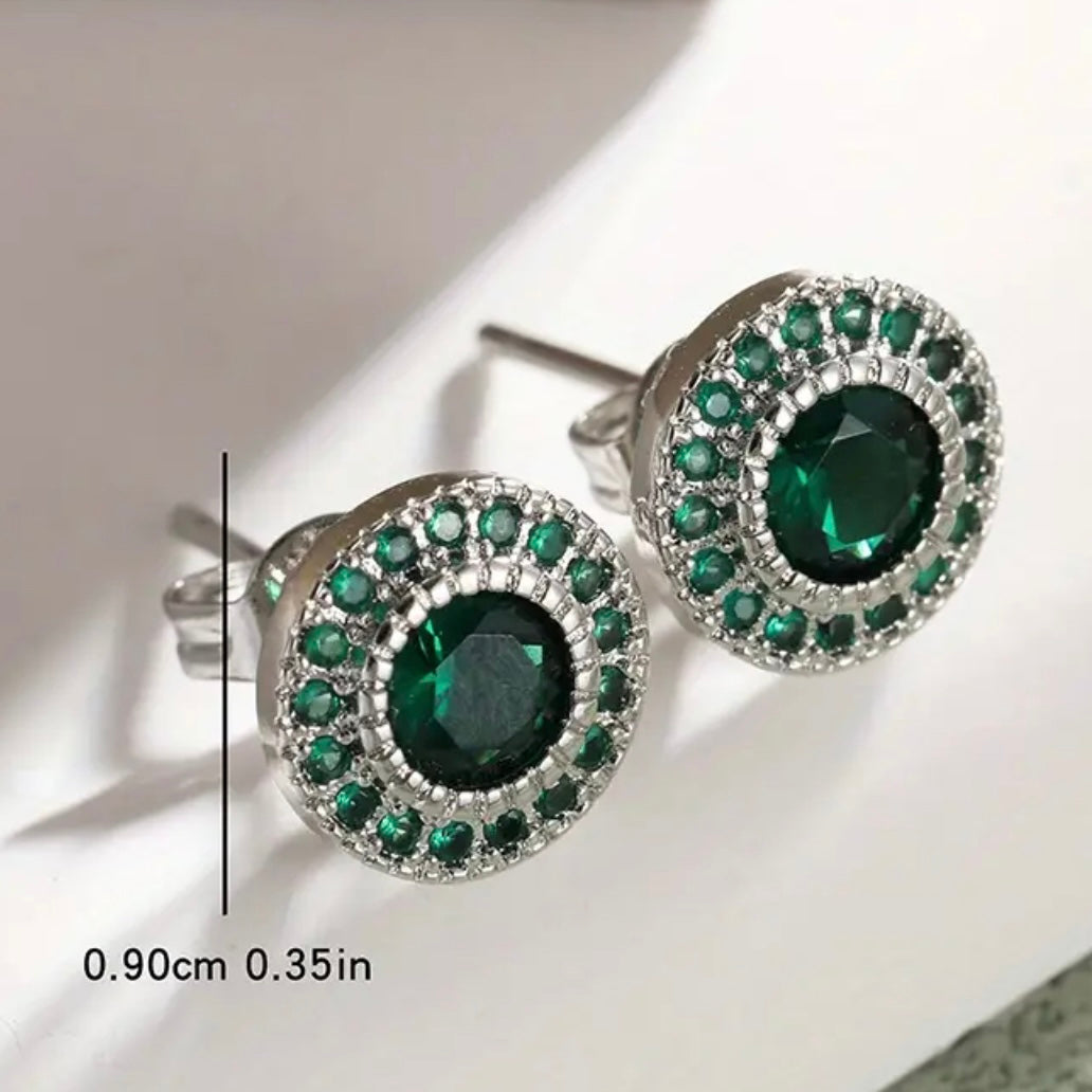 Green Zircon Stud Earrings