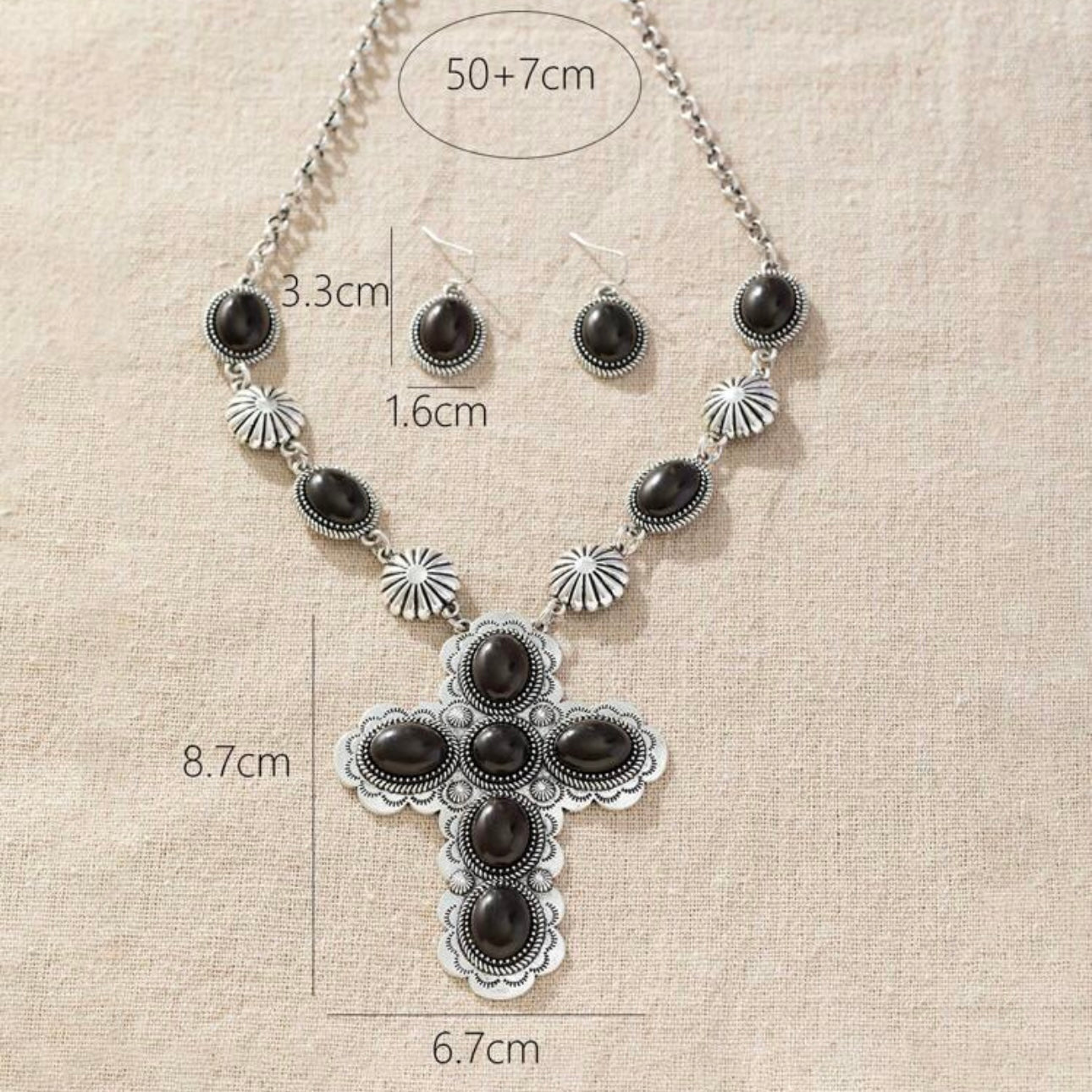 Black Turquoise Cross Set