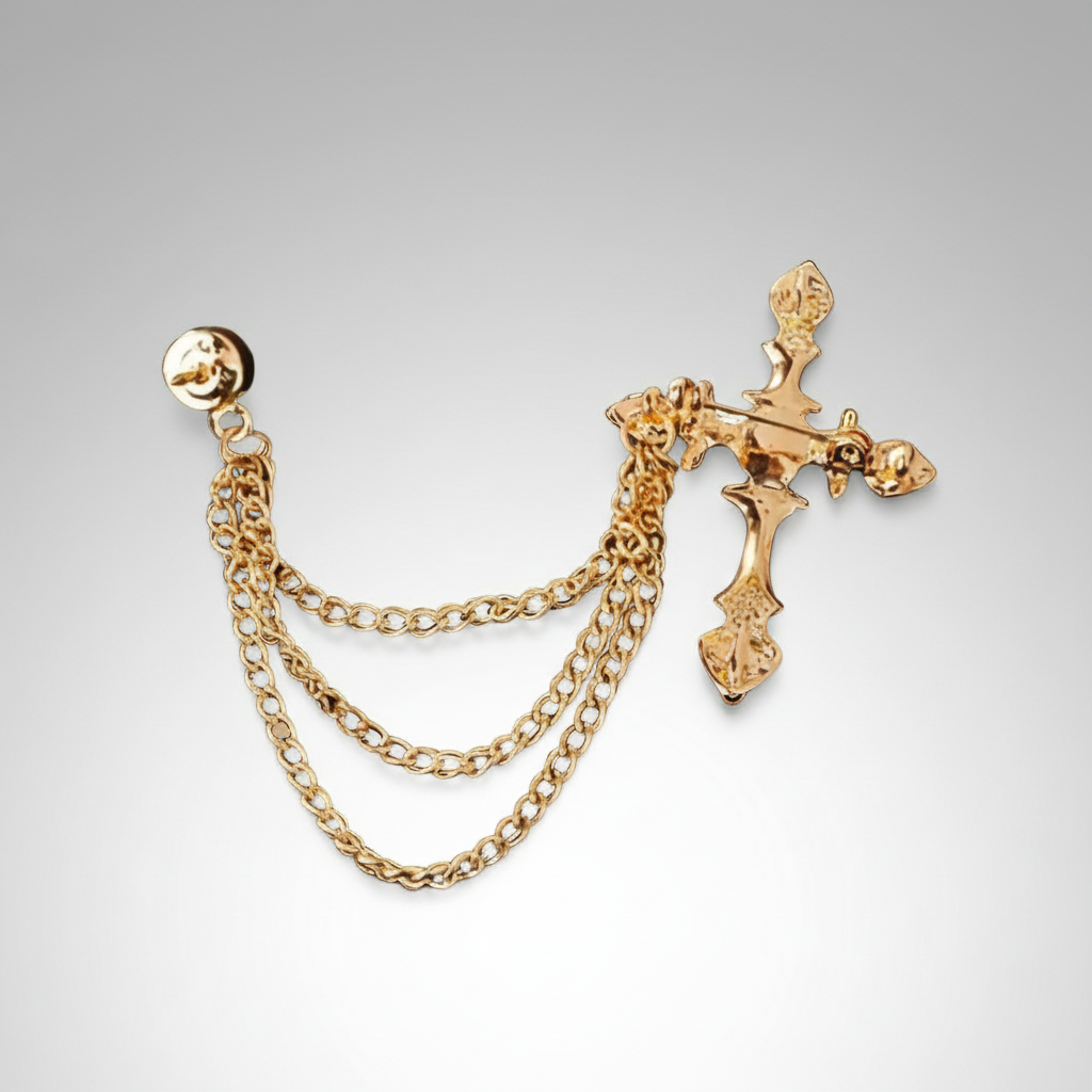 Cross & Chains Lapel Pin