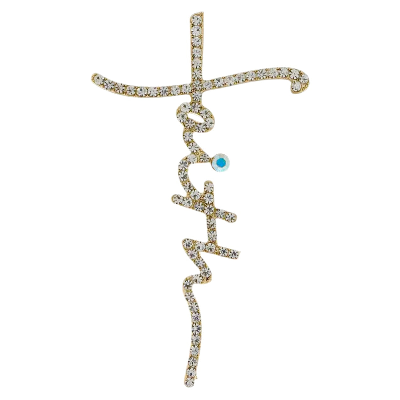 Faith Gold Rhinestone Brooch