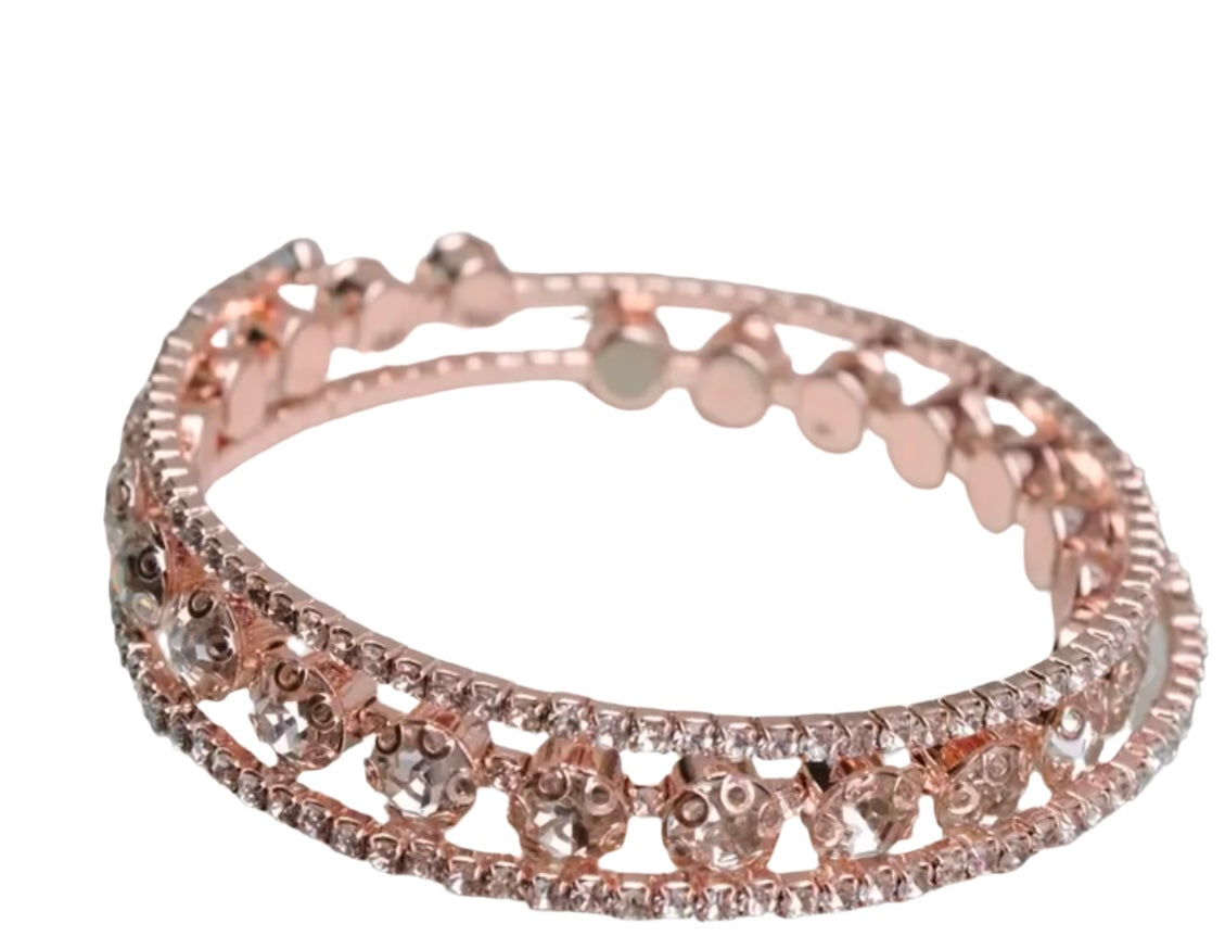 Rose Gold Rhinestone Flexible Bracelet