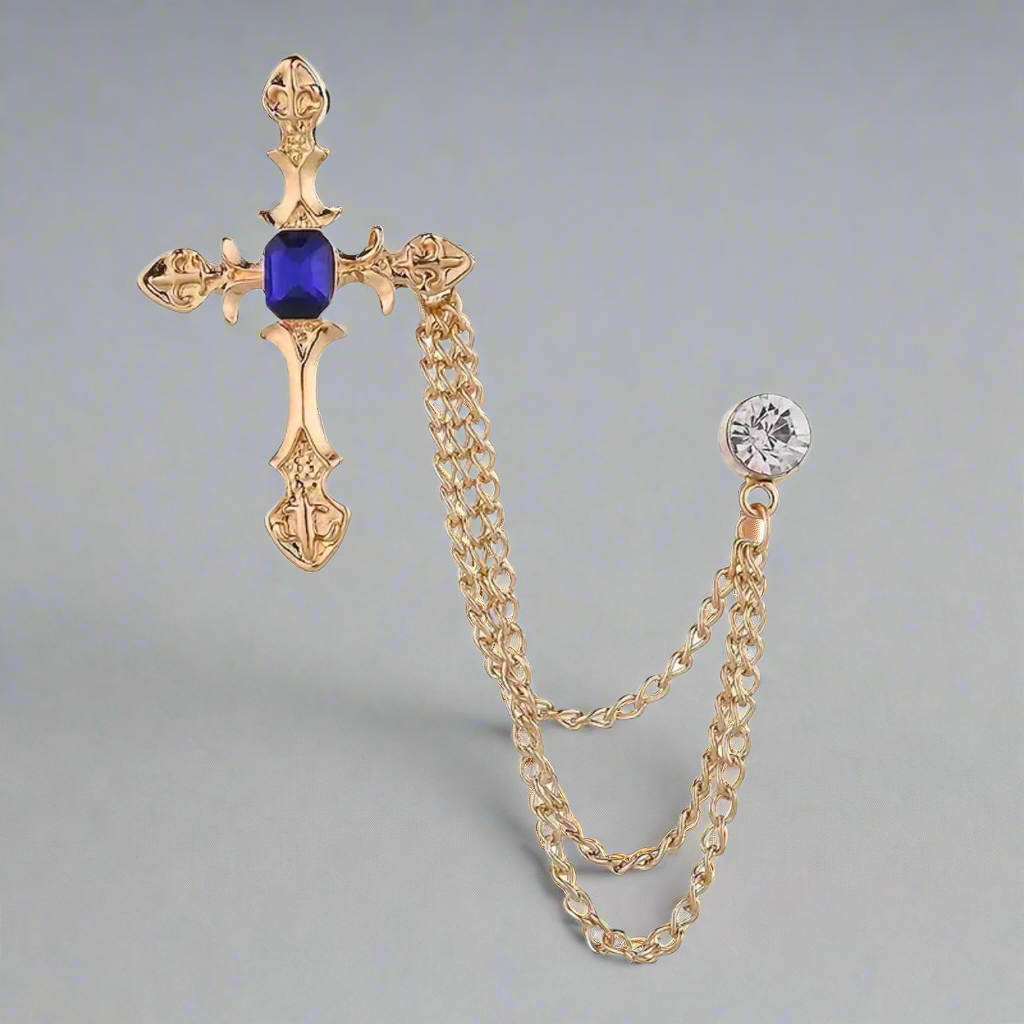 Cross & Chains Lapel Pin