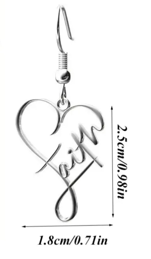 Heart “Faith” Earrings