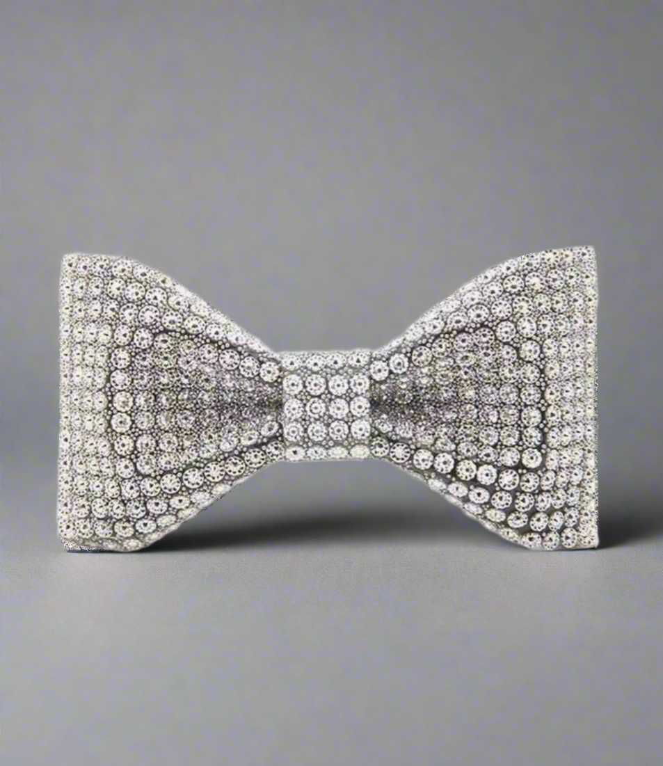 Silver Beaded Bowtie