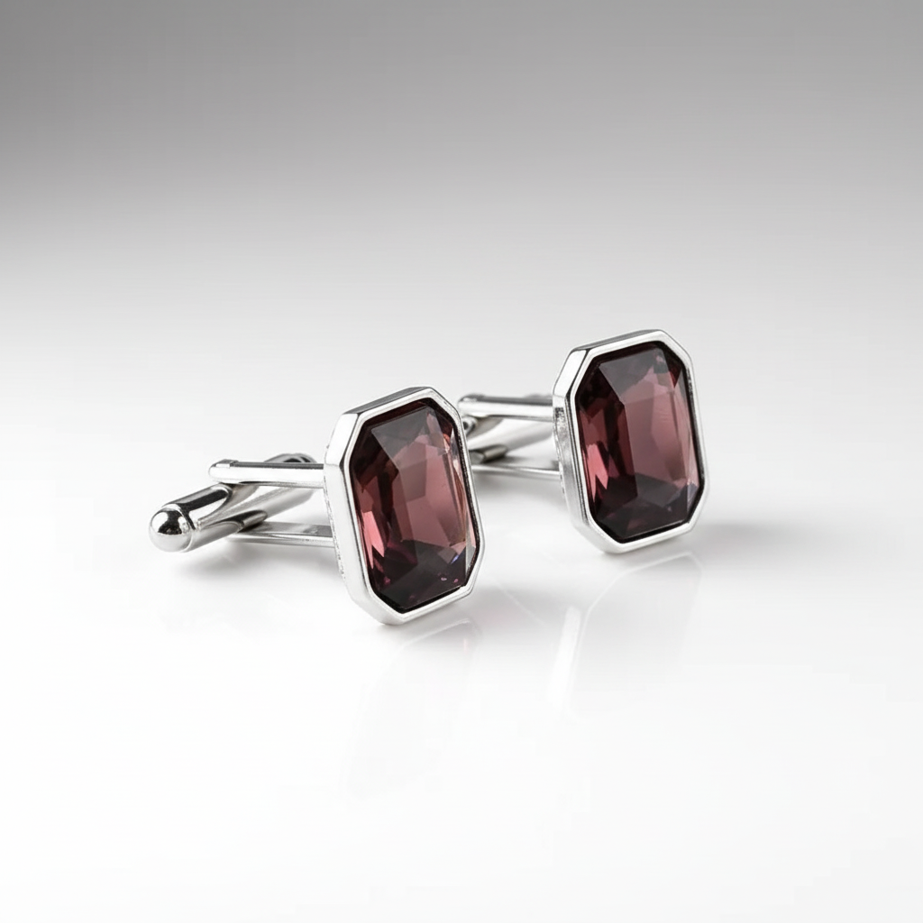 Maroon Rhinestone Cufflinks