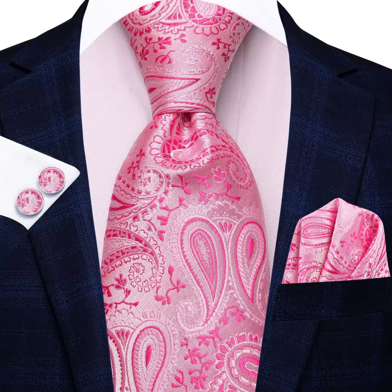 Pink Paisley Necktie Set