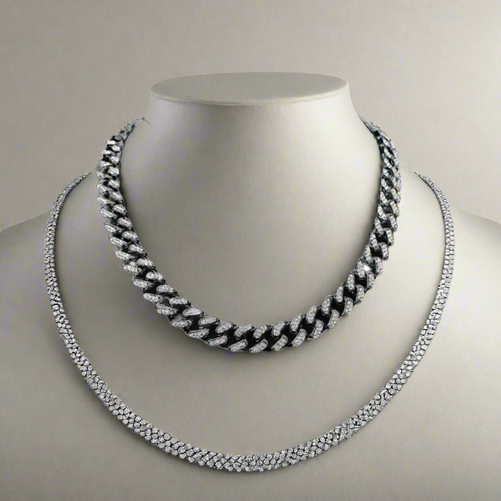 Black Clear Cuban Chain Set 22/8