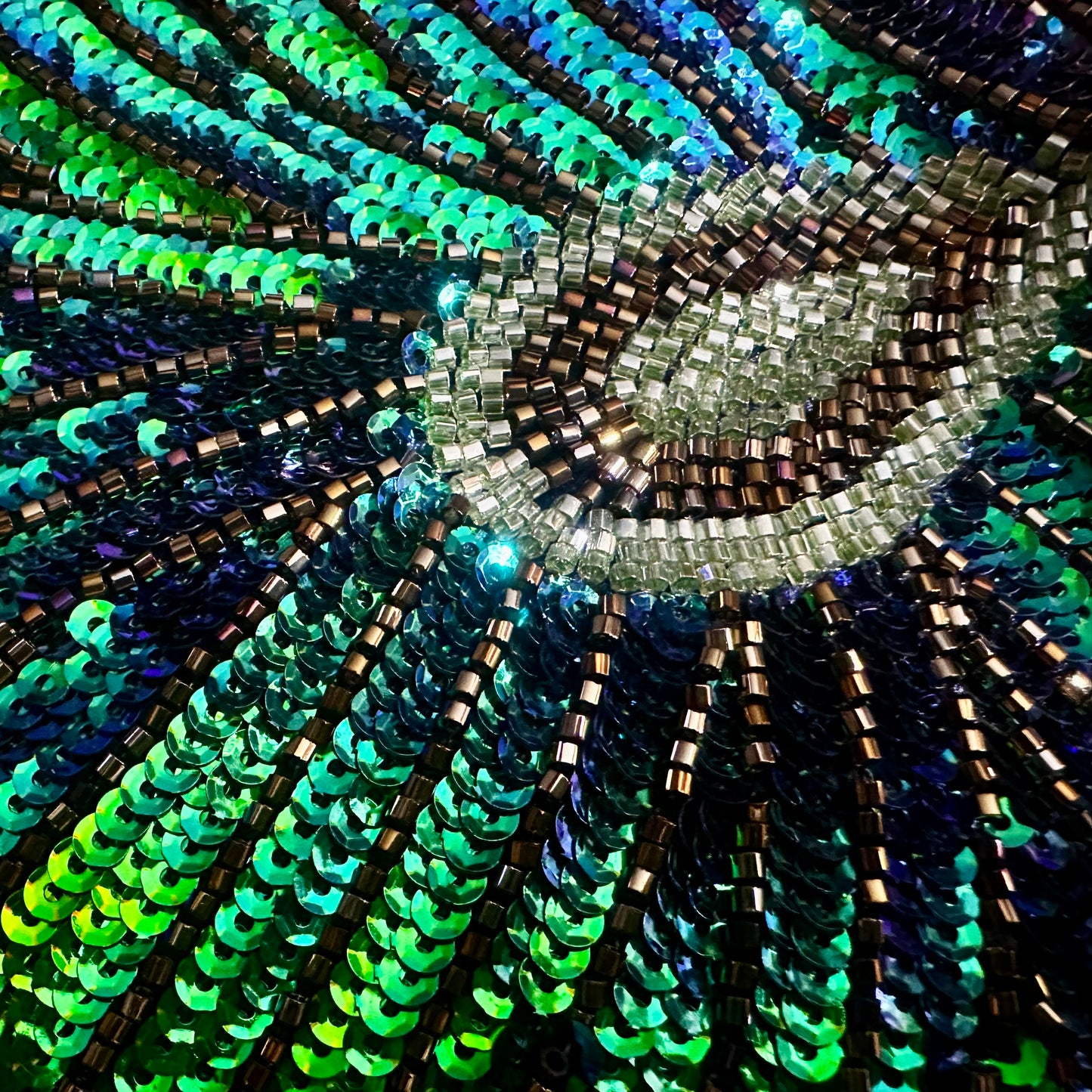 Peacock Green Sequin Clutch Evening Bag