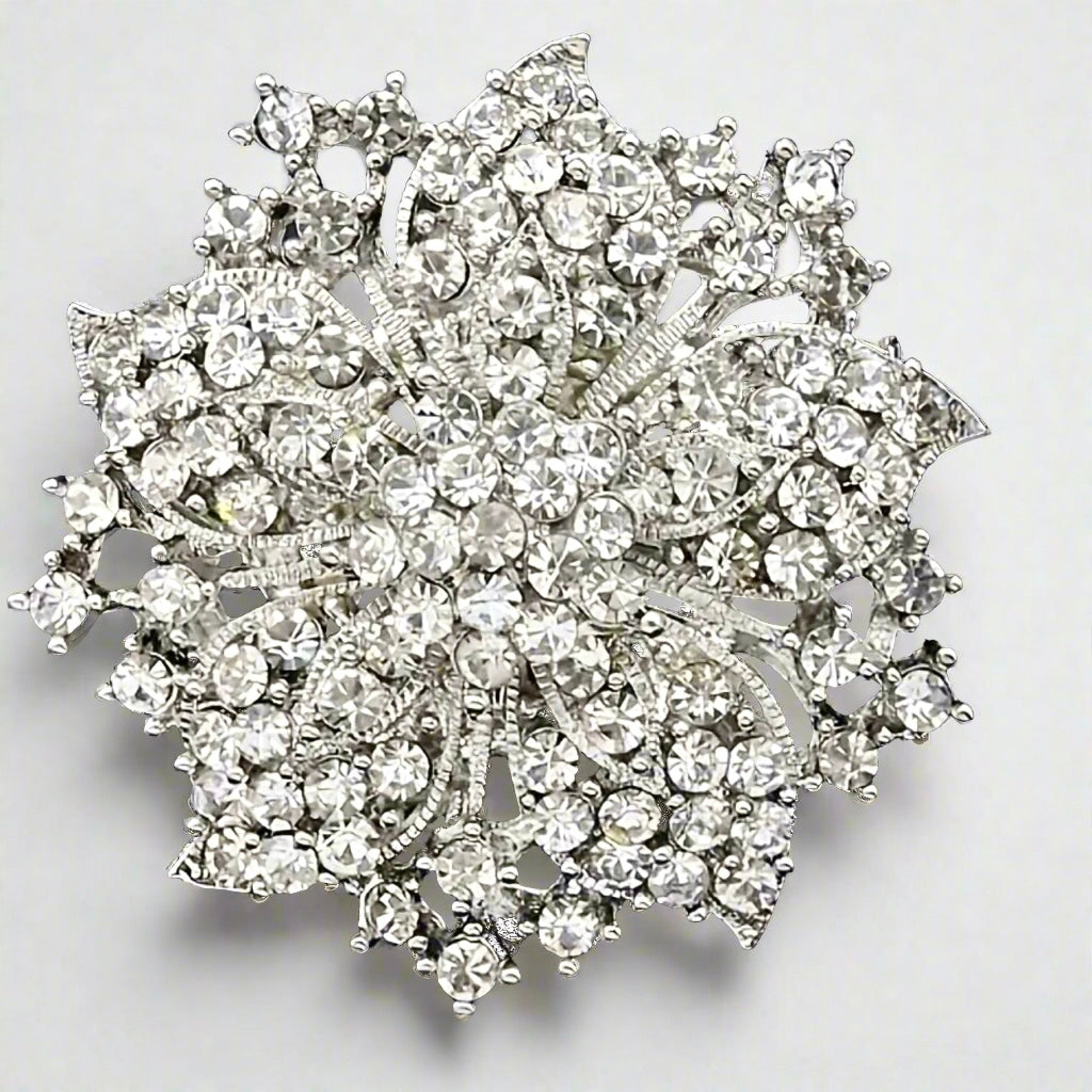 Clear Flower Brooch Pin