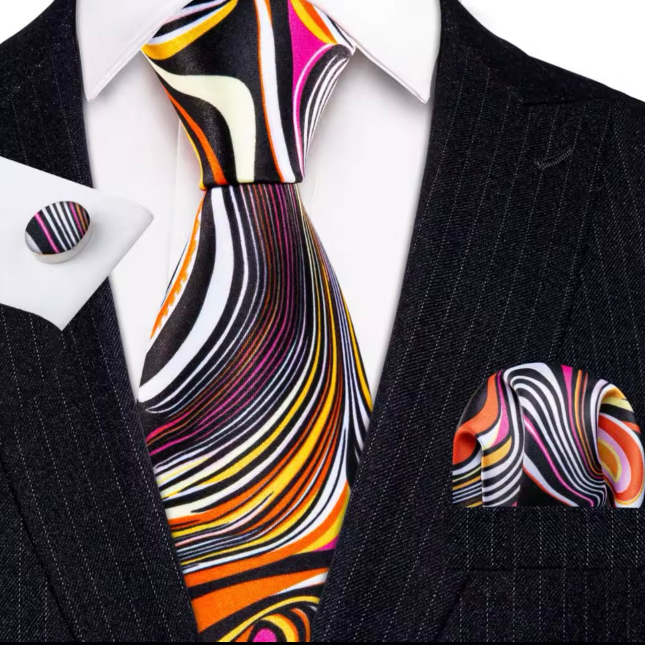 Orange Retro Vibes Necktie Set