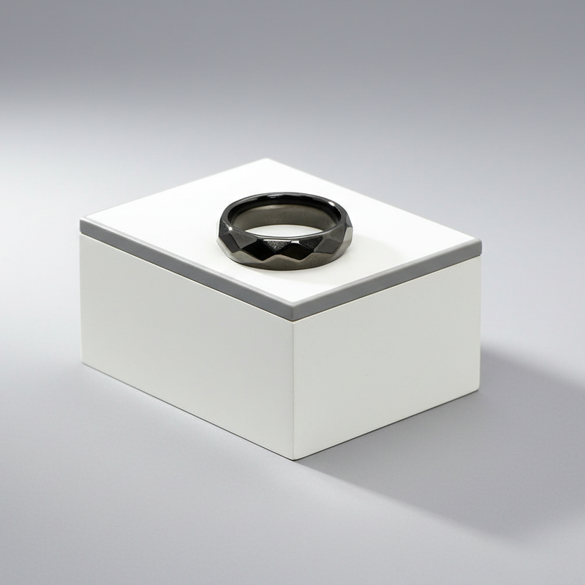 Bevel Cut Hematite Band