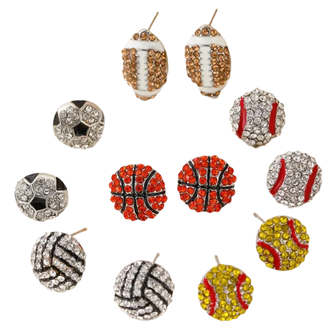 Football Rhinestone Stud Earrings