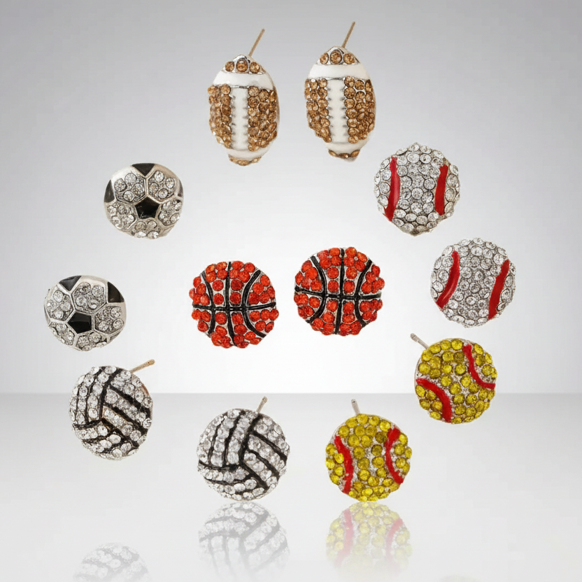 Football Rhinestone Stud Earrings