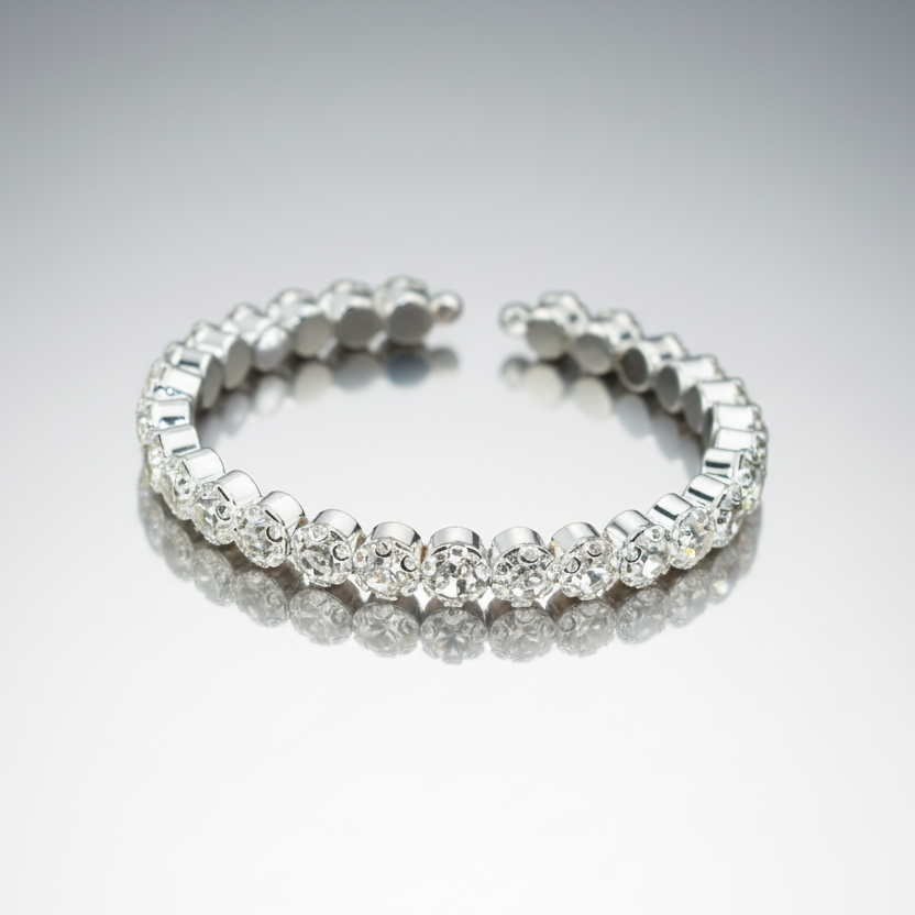 Clear Silver 3 Row Flexible Bracelet
