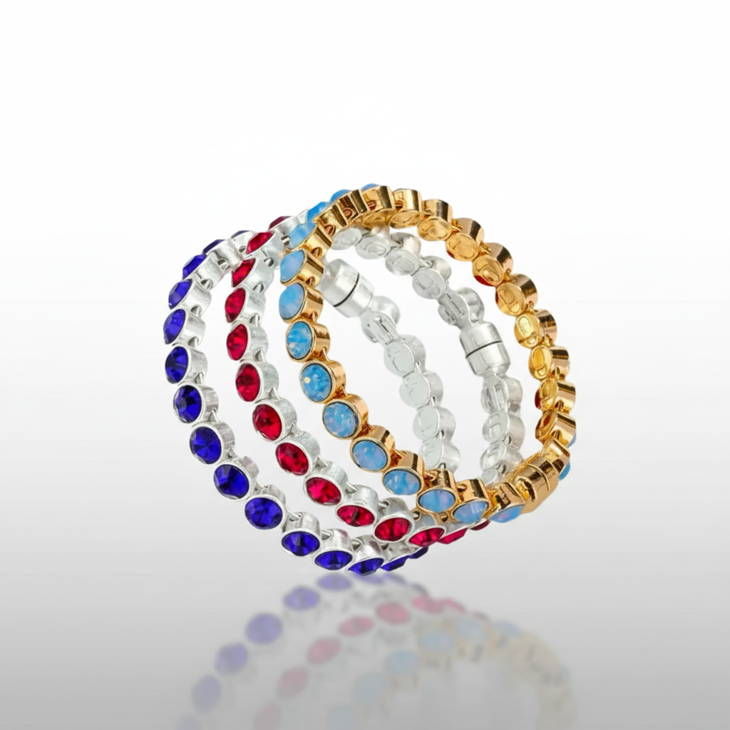 Rose Red Pink Silver Magnetic Clasp Bracelet