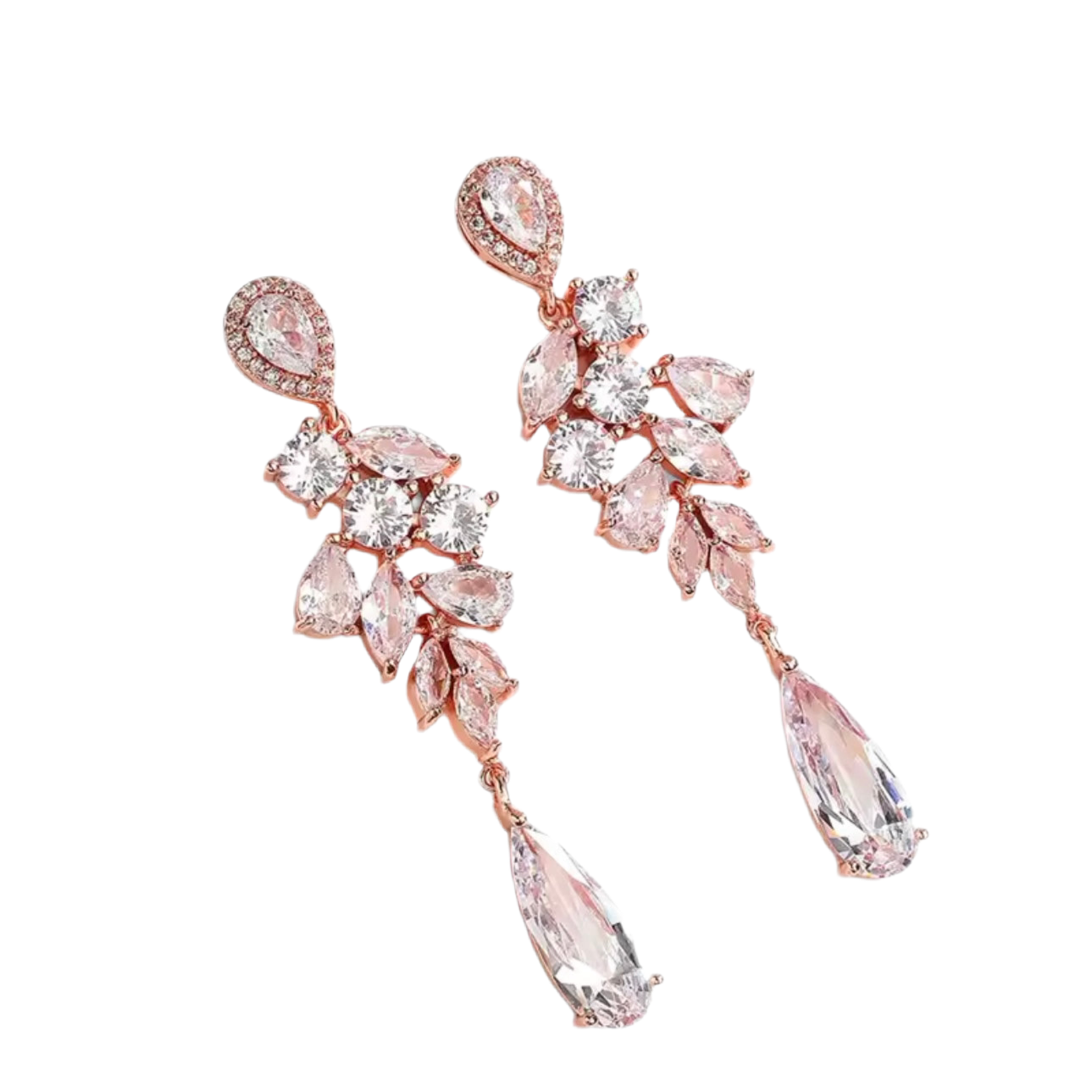 Romantic Rose Gold AAA Zirconia Drop Earrings