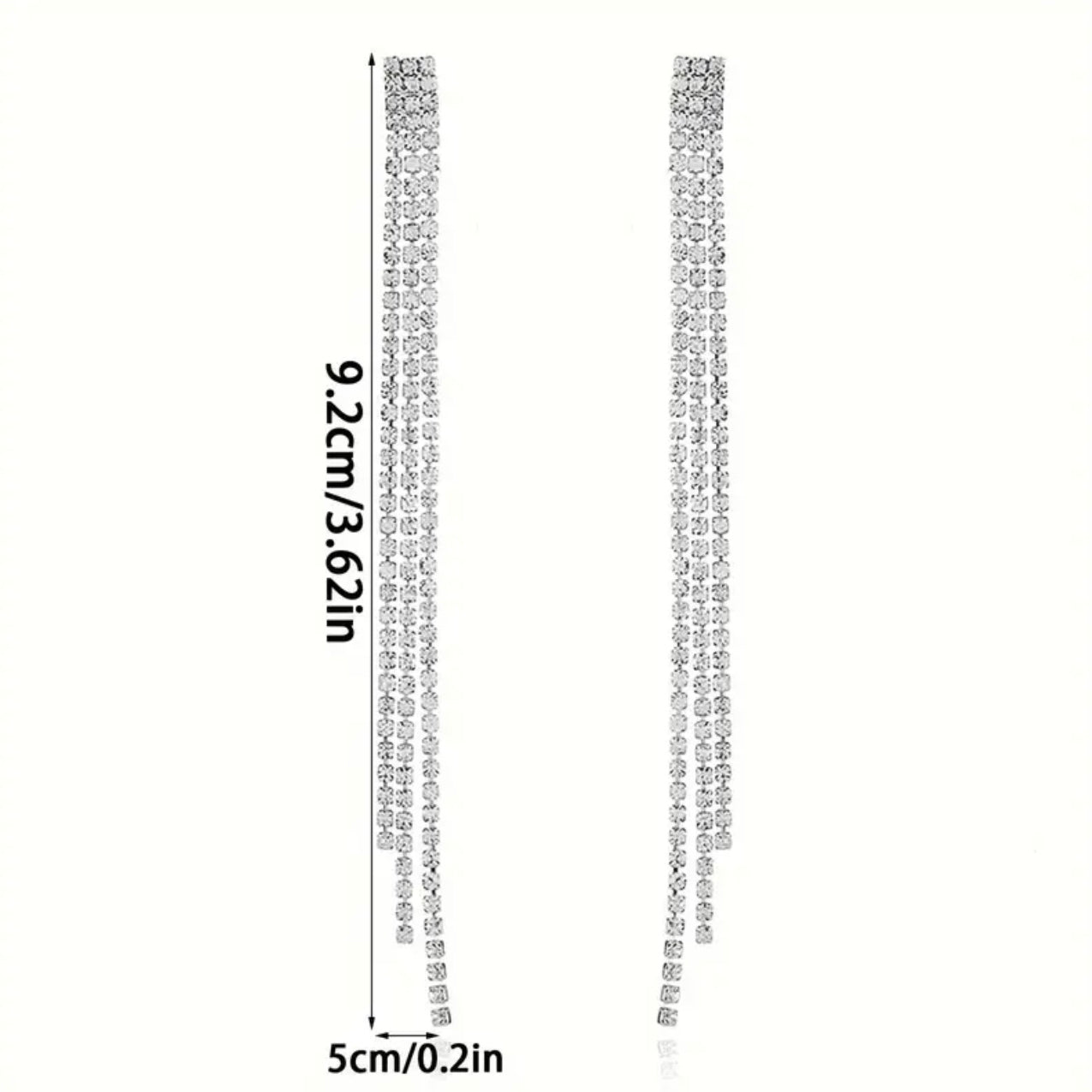 Clear Black Setting Tassel Earrings