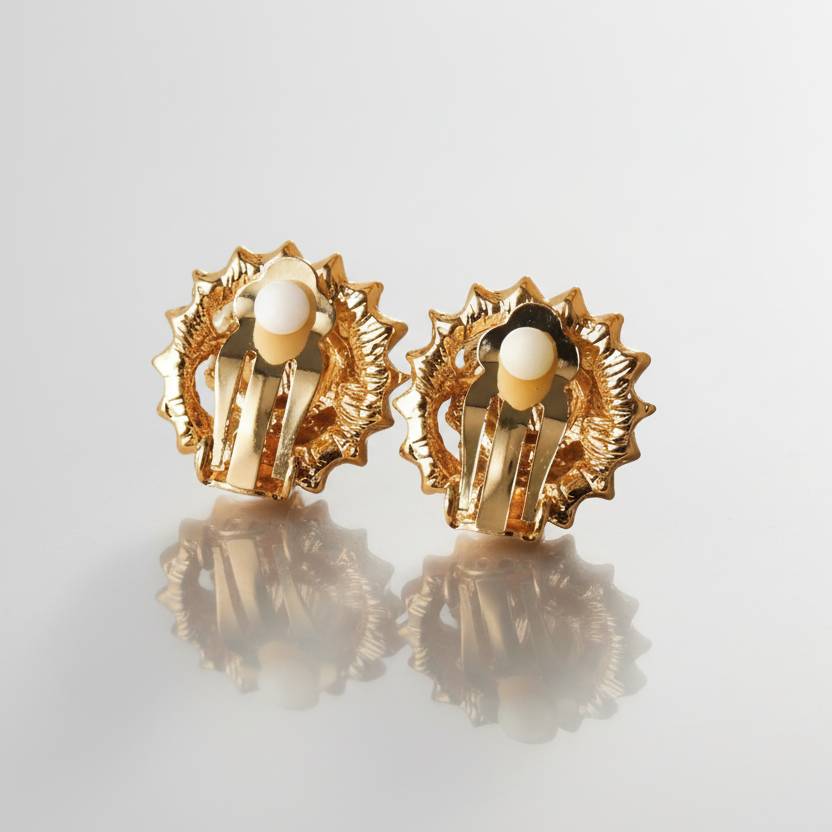 Floral 18K Clip Earrings