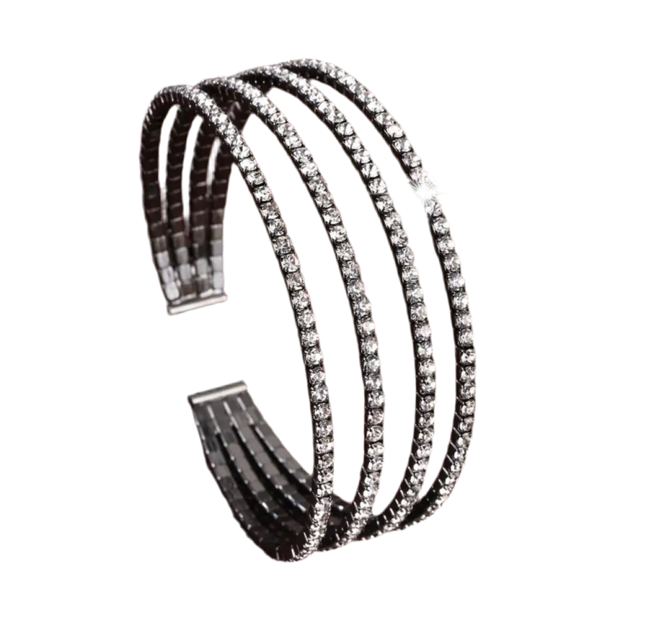 Clear Zircon Black Cuff Bracelet