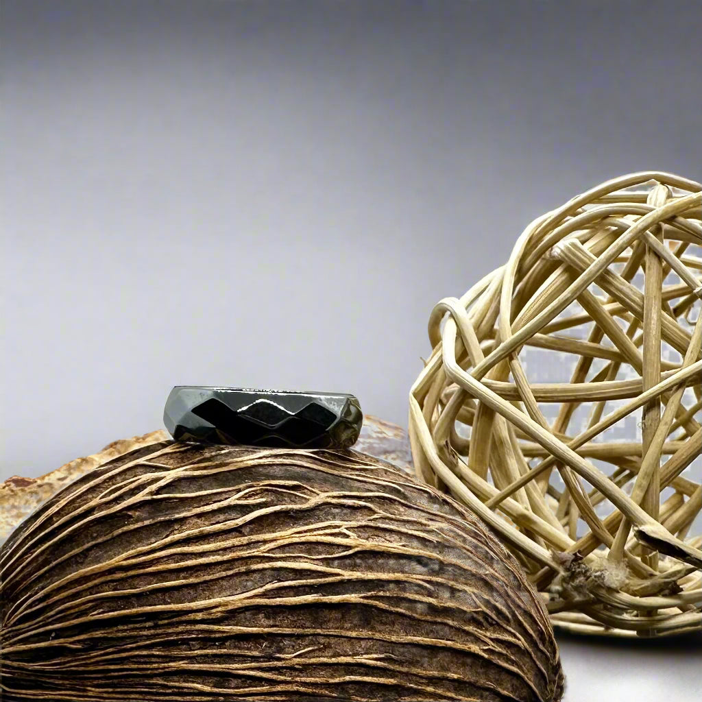 Bevel Cut Hematite Ring