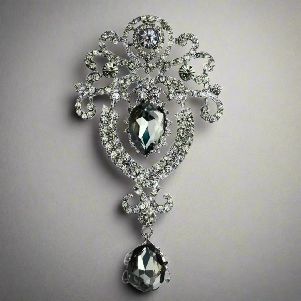 Vintage Royalty Brooch Pin Clear