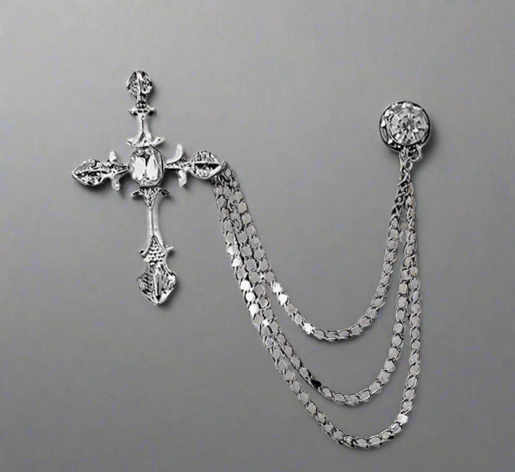 Cross & Chains Lapel Pin