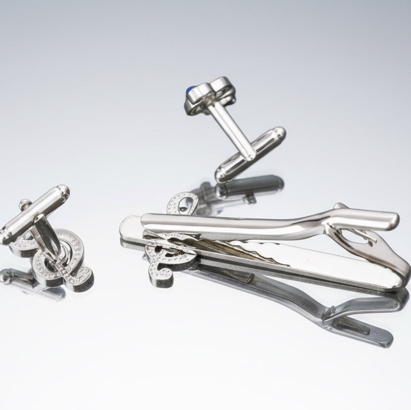 Music Note Cufflinks in Blue