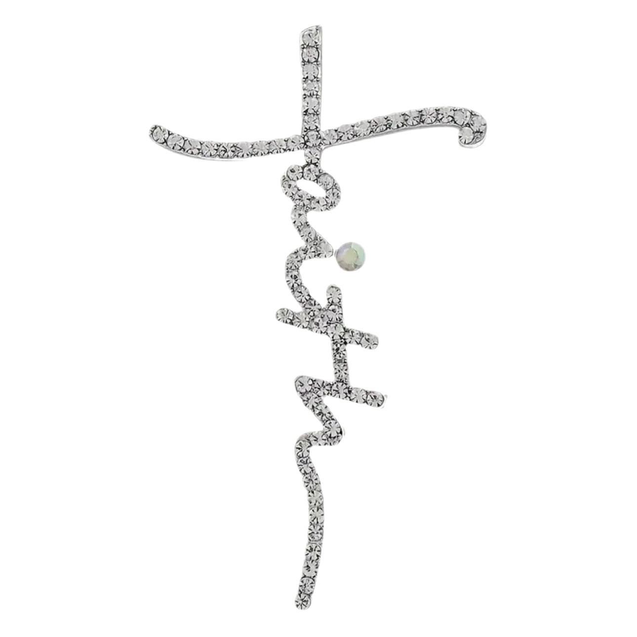 Faith Silver Rhinestone Brooch