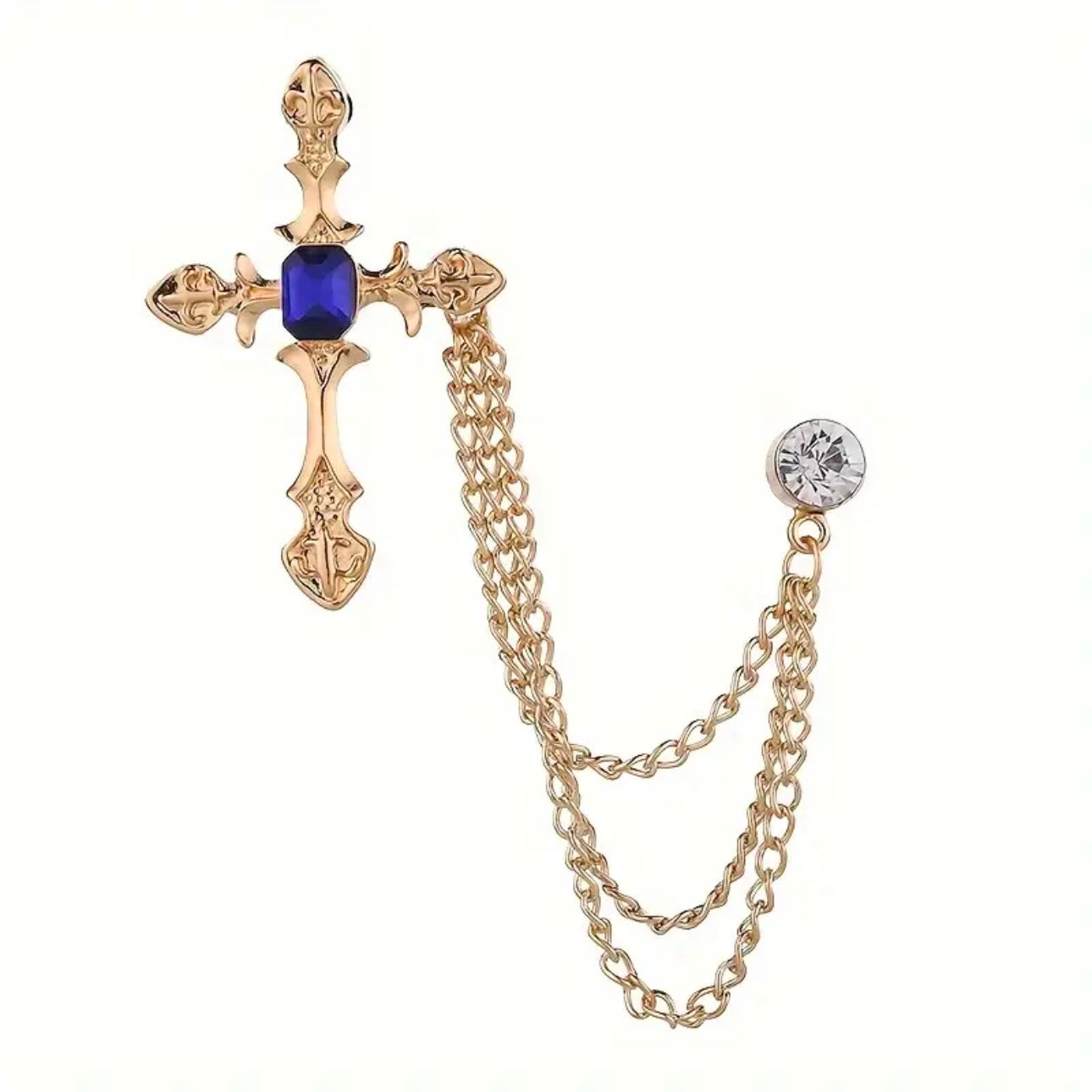 Cross & Chains Lapel Pin