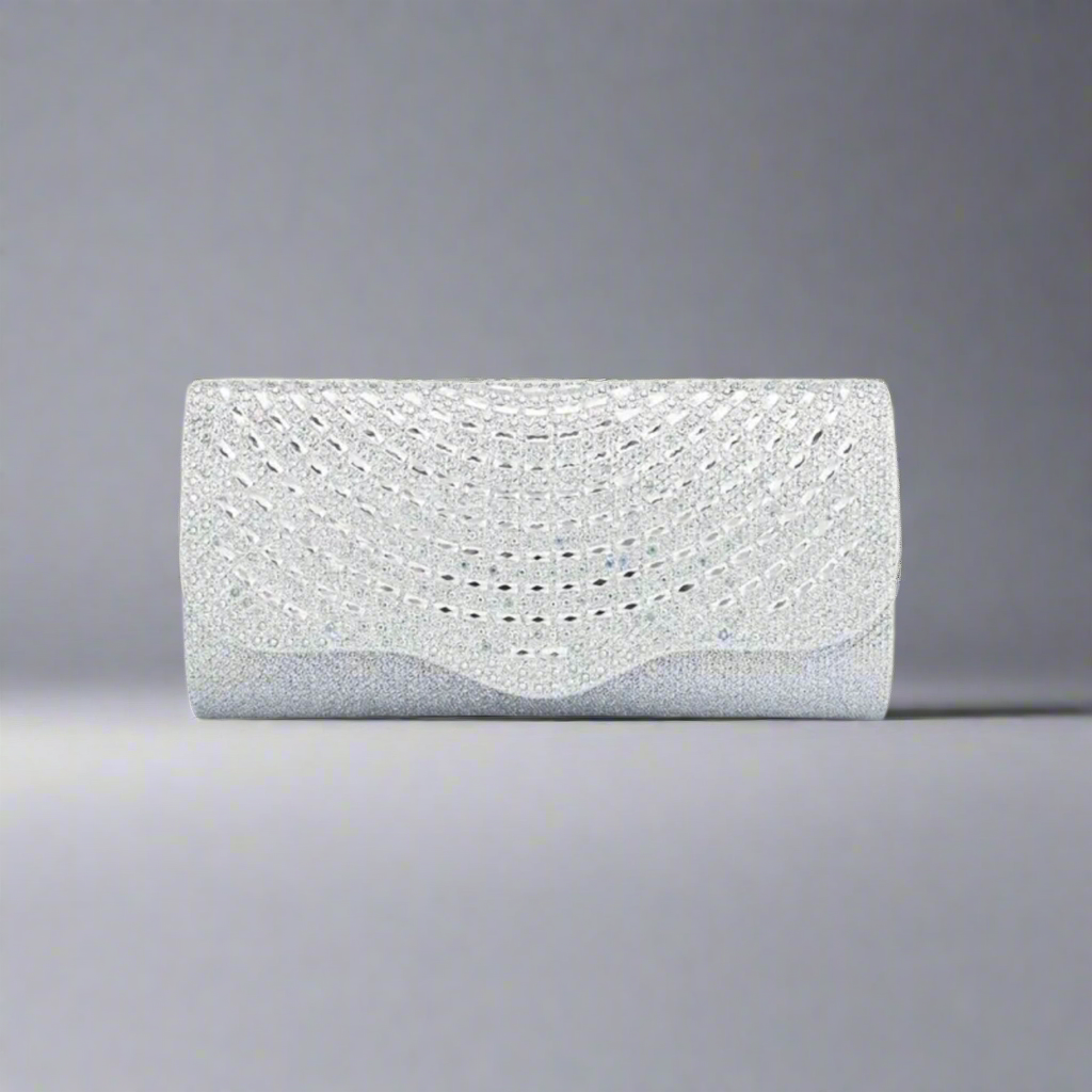 Scalloped Edge Rhinestone Clutch Evening Bag