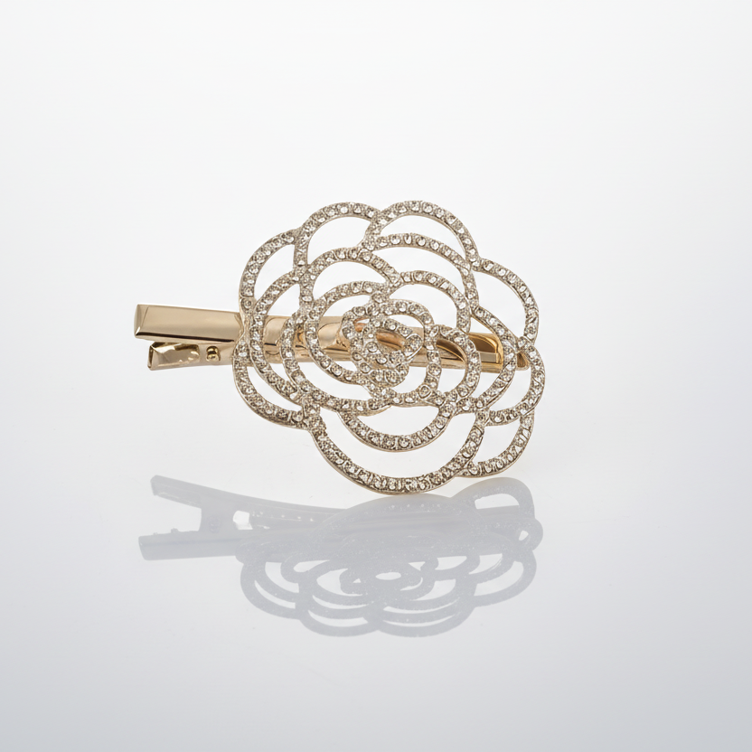 Peony Gold Hair Pin Clip