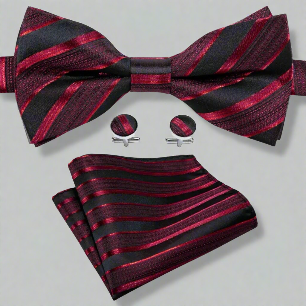 Red Black Bowtie Set