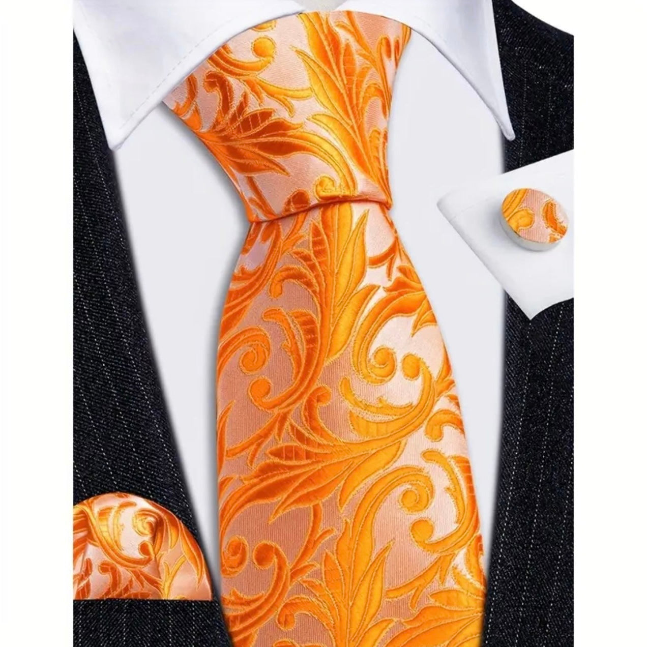 Orange Glimmer Necktie Set