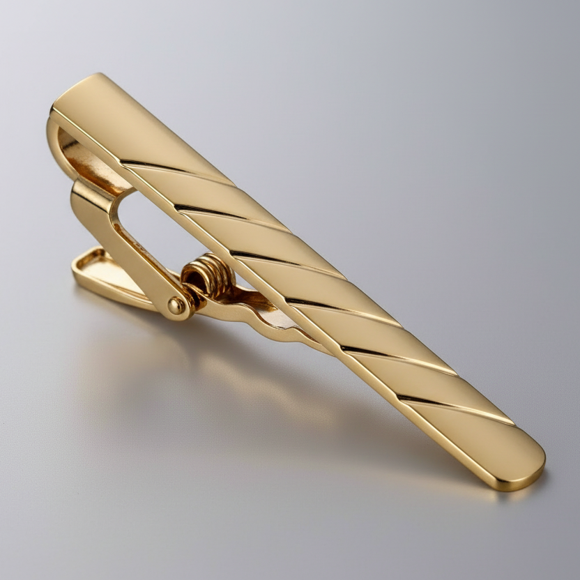 Elegant Stripes Gold Tie Clip