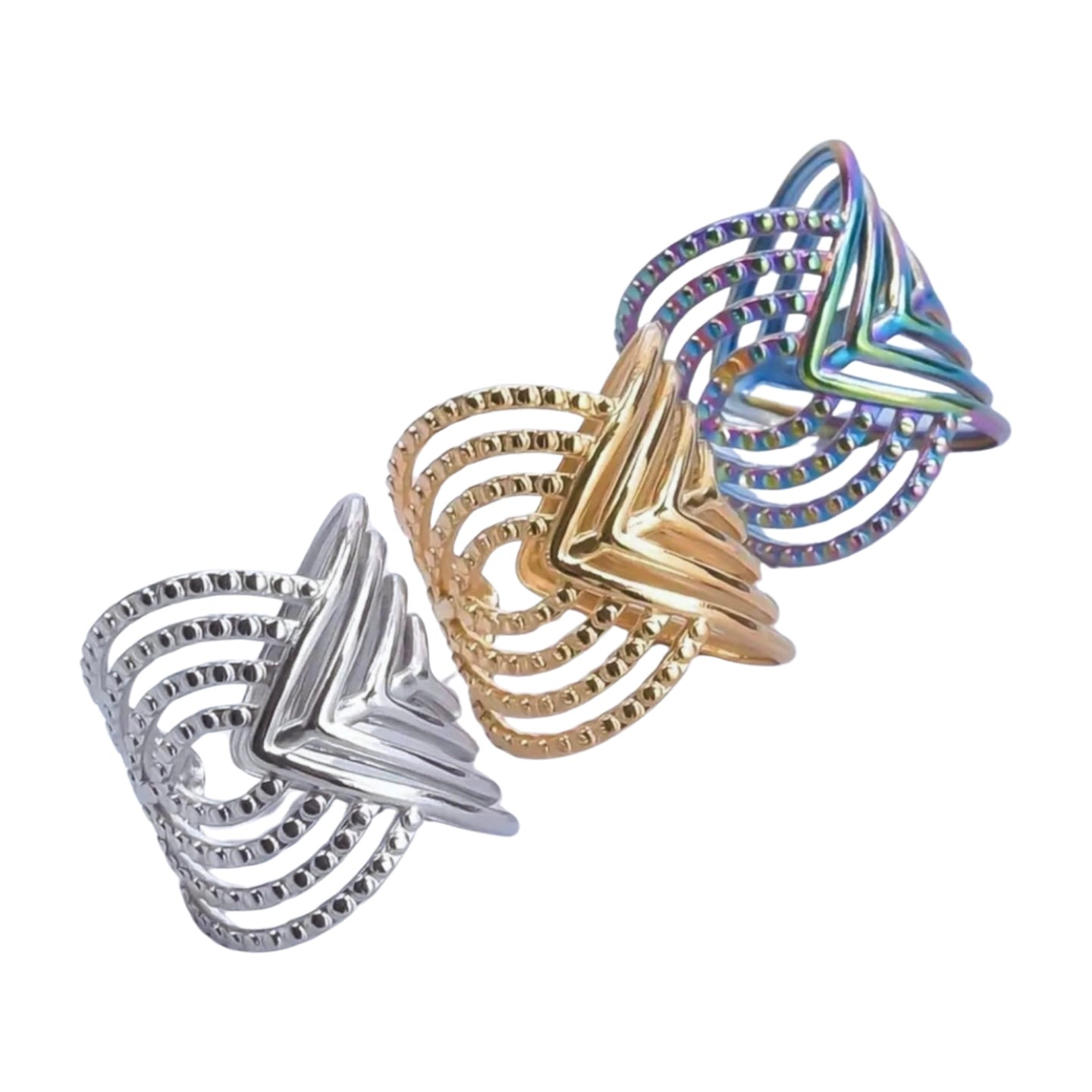 Abstract Steel All-Fit Ring