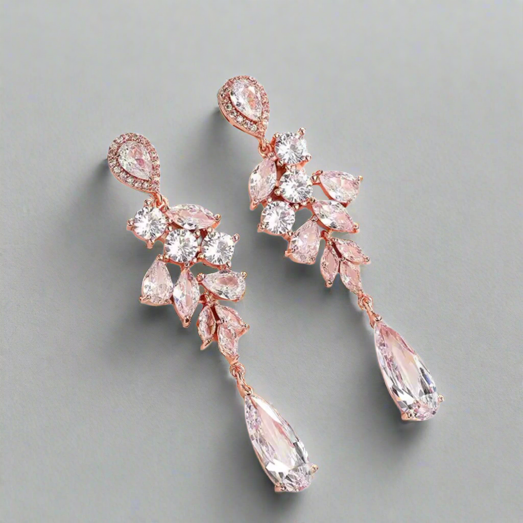 Romantic Rose Gold AAA Zirconia Drop Earrings