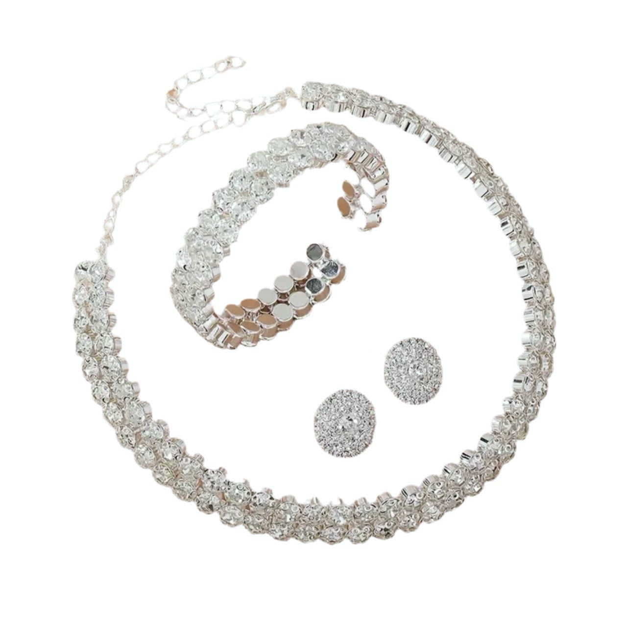Round Rhinestone Jewelry Set