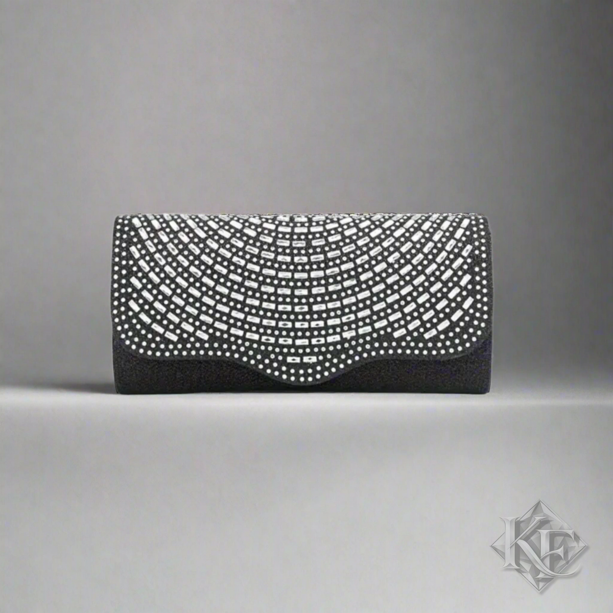 Scalloped Edge Rhinestone Clutch